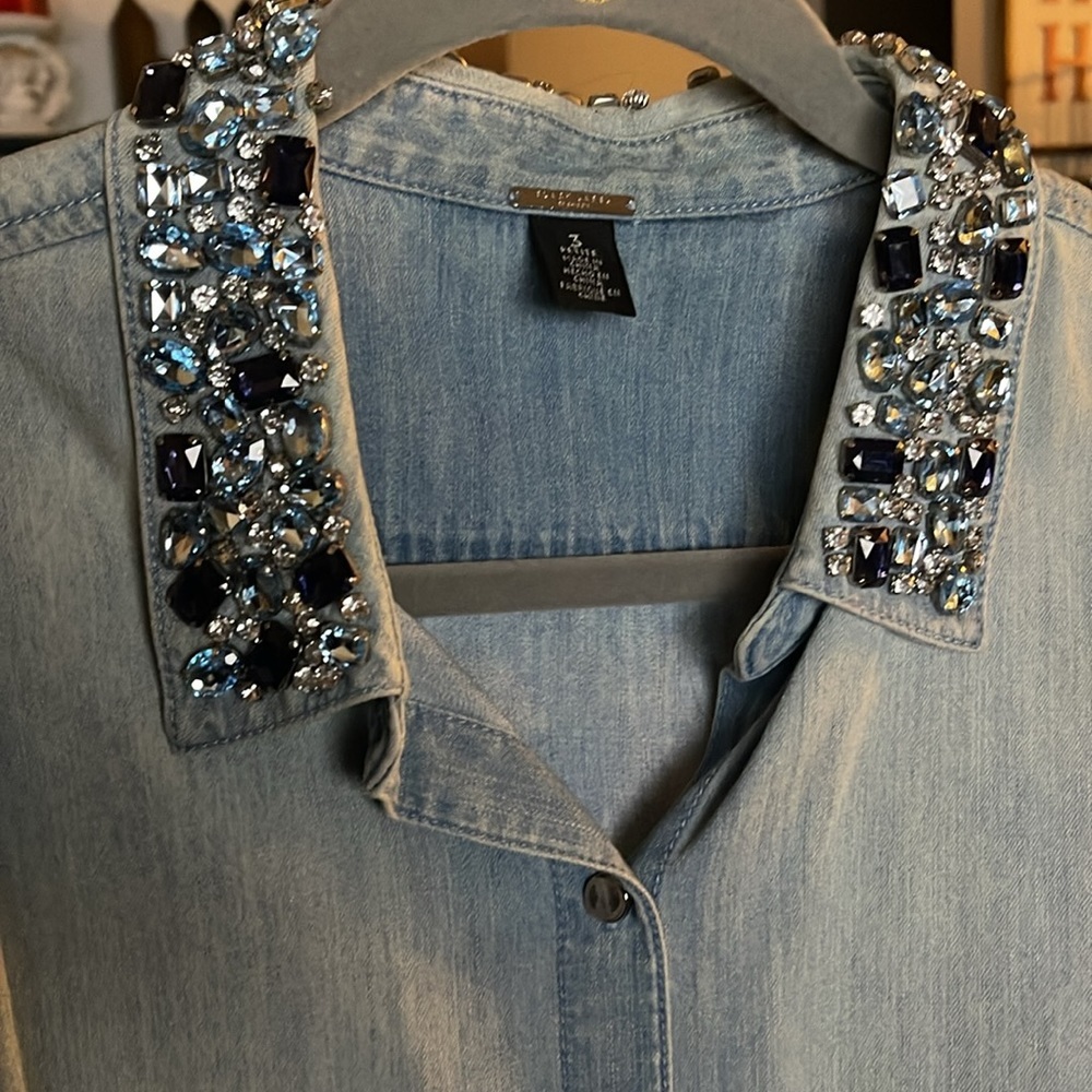 Chicos Black Label Embellished Cold-Shoulder Shirt, XL Petite (could fit reg XL) - Picture 5 of 12